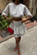 Crop Bluz Ve Kat Kat Etekli Takım 10207 resmi
